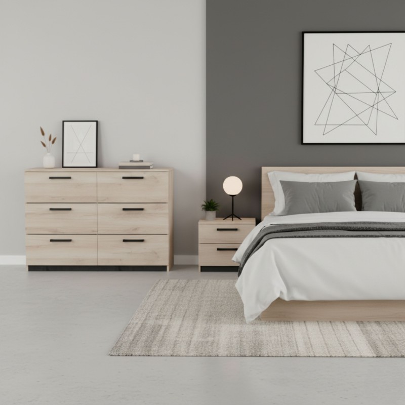 Cómoda Watson 6 cajones Roble kronberg y Roble waterford 119x81 cm