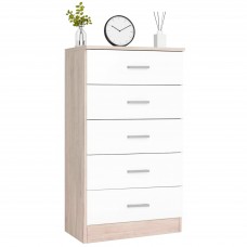 Cómoda De 5 Cajones Couple Blanco Mate Y Sahara 50x90 cm Cómoda De 5 Cajones Couple Blanco Mate Y Sahara 50x90 cm