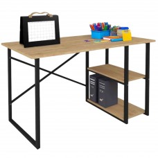 Mesa De Escritorio Rus 2 Estantes Industrial Roble y Negro 120 cm
