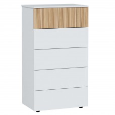 Cómoda Ethna 5 Cajones Color Blanco Artik Y Natur 61x109 cm Cómoda Ethna 5 Cajones Color Blanco Artik Y Natur 61x109 cm