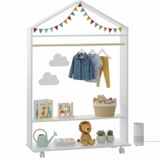 Mueble Infantil Burro De Ropa Casa Con Ruedas Color Blanco 81x120 cm Mueble Infantil Burro De Ropa Casa Con Ruedas Color Blanco 81x120 cm