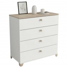 Cómoda 4 cajones Izzy Dormitorio Color Blanco Mate y Roble Kronberg 80x85 cm Cómoda 4 cajones Izzy Dormitorio Color Blanco Mate y Roble Kronberg 80x85 cm