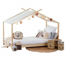 Cama Infantil Tienda de Campaña Ilian Blanco y Roble 90x190 cm Cama Infantil Tienda de Campaña Ilian Blanco y Roble 90x190 cm