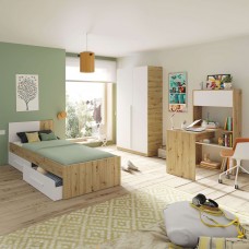 Pack de Muebles Dormitorio Juvenil Roble Nodi y Blanco Artik