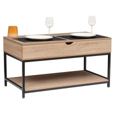 Mesa de centro elevable Aliaj color negro y roble claro 95x50 cm