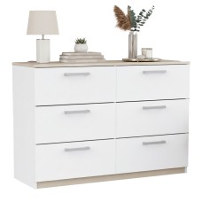 Cómoda Watson 6 cajones Roble kronberg y Blanco Mate 119x81cm