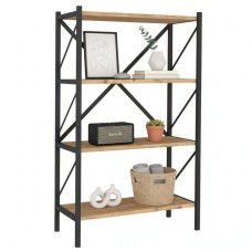 Estantería Rus 4 Estantes Metal 66x121x34 cm Negro y Roble Safir Estantería Rus 4 Estantes Metal 66x121x34 cm Negro y Roble Safir