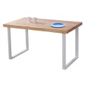 Mesa Comedor Fija Natural Madera Roble Nordish Y Blanco 140x80 cm