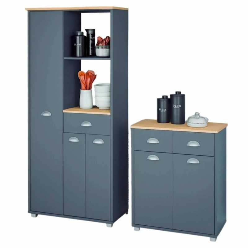 Pack 2 Buffets Cocina Asfeld Gris grafito Pack 2 Buffets Cocina Asfeld Gris grafito
