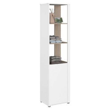 Estantería Dormitorio Juvenil Boreal Blanco Mate y Roble Japonés 50x204x40 cm