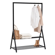 Burro de Ropa Artemis 1 Barra 2 Estantes Negro 121x167 cm Burro de Ropa Artemis 1 Barra 2 Estantes Negro 121x167 cm
