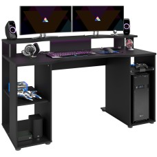 Mesa Gaming Escritorio Jeu Color Negro Con Luz Led 150 cm