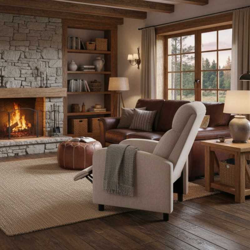 Sillón Relax Reclinable Denmark Salón Color Beige Sillón Relax Reclinable Denmark Salón Color Beige