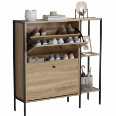 Mueble Zapatero Recibidor 2 Puertas Sticky Roble Cambrian y Negro 88 cm