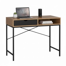 Mesa Escritorio Industrial 2 Huecos Interiores Muso Roble Cambrian y Negro 95 cm
