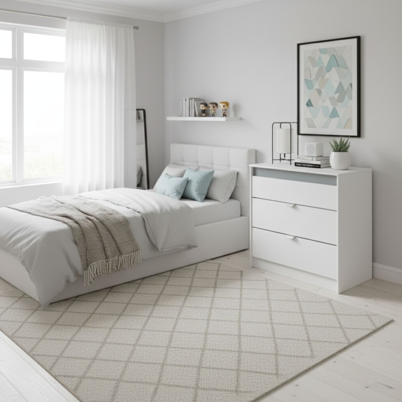 Cómoda Juvenil De 3 Cajones Blanca Germain 78X80 cm