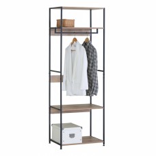 Mueble de Entrada 3 Estantes Lofi Color Roble Cambrian y Negro 60x175 cm