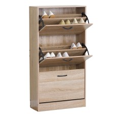 Mueble Zapatero Recibidor Sete 3 Puertas Roble Sonoma 60 cm