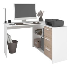 Mesa Escritorio Finit Blanco Mate y Roble Jackson 121 cm