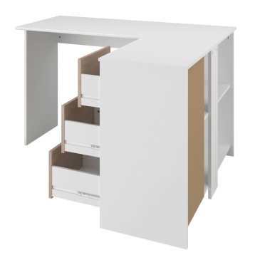 Escritorio por detras cajones abiertos