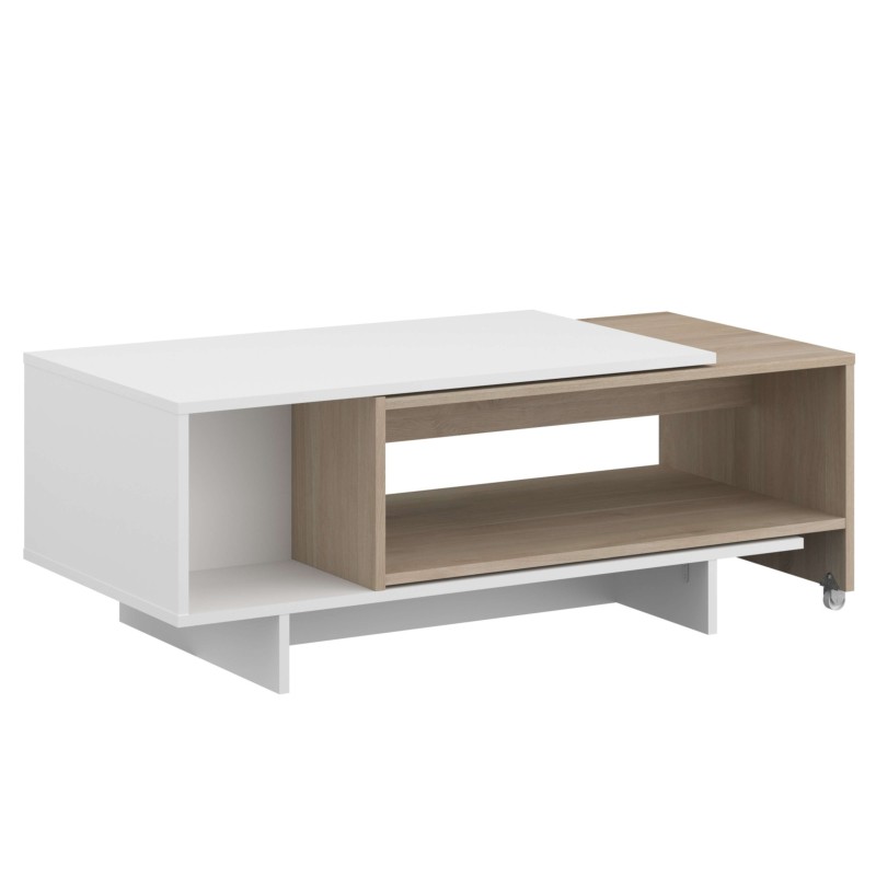 Mesa de centro con tapa deslizante lateral sin decoracion