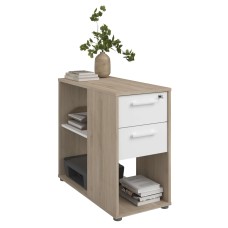 Cajonera Veltis 2 Cajones Blanco y Roble Japonés 39x73x80 cm