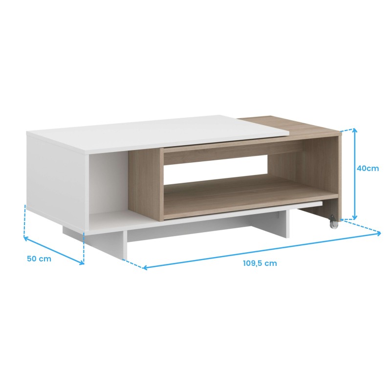 Pack de salón mesa de centro con tapa deslizante cotas 2