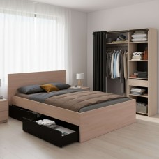 Dormitorio Matrimonio Industrial Roble Brooklyn y Negro Stipple