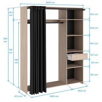 Pack dormitorio Vestidor armario abierto cotas