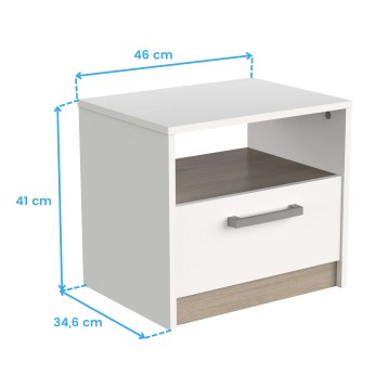 Pack de dormitorio Watson mesita de noche cotas