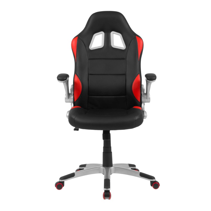 Silla Gaming Mugello negra y roja frontal