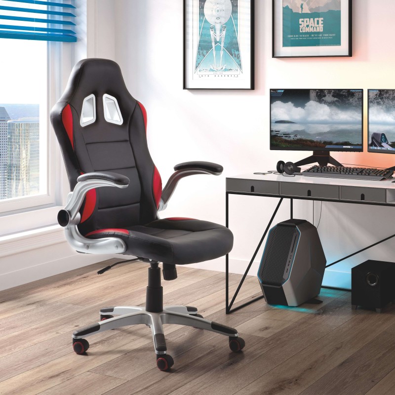 Silla Gaming Mugello negra y roja ambiente