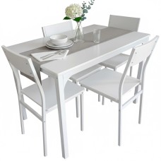 Conjunto Mesa Cocina con 4 Sillas Color Blanco