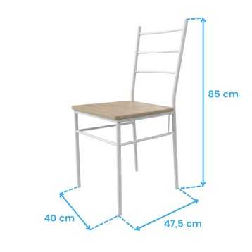 Silla Color Blanco y Roble Sonoma cotas