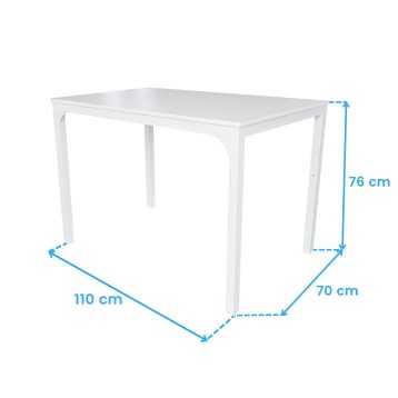 Mesa del Conjunto Cocina con 4 Sillas Color Blanco cotas