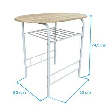 Mesa de Conjunto Mesa Cocina y 2 Sillas Butterfly Color Blanco y Roble Sonoma cotas