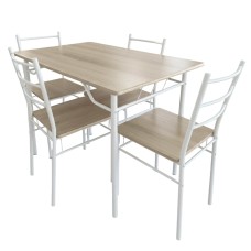 Conjunto Mesa Cocina y 4 Sillas Color Blanco y Roble Sonoma