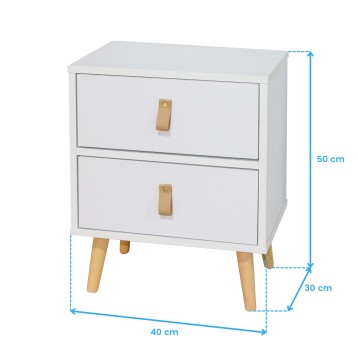 Mesita de Noche blanca Pack Dormitorio Matrimonio Nórdico cotas