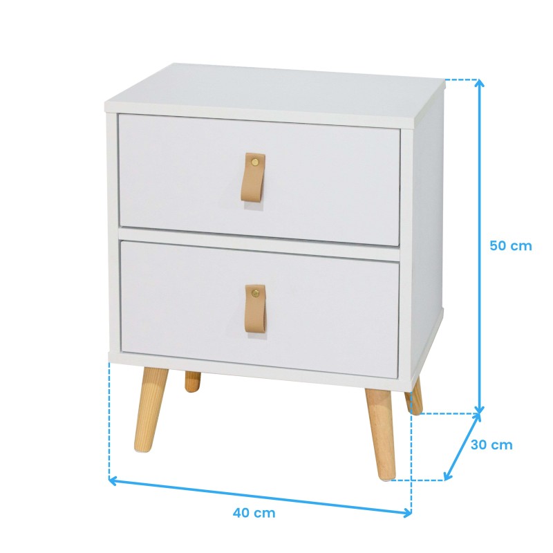 Mesita de Noche blanca Pack Dormitorio Matrimonio Nórdico cotas