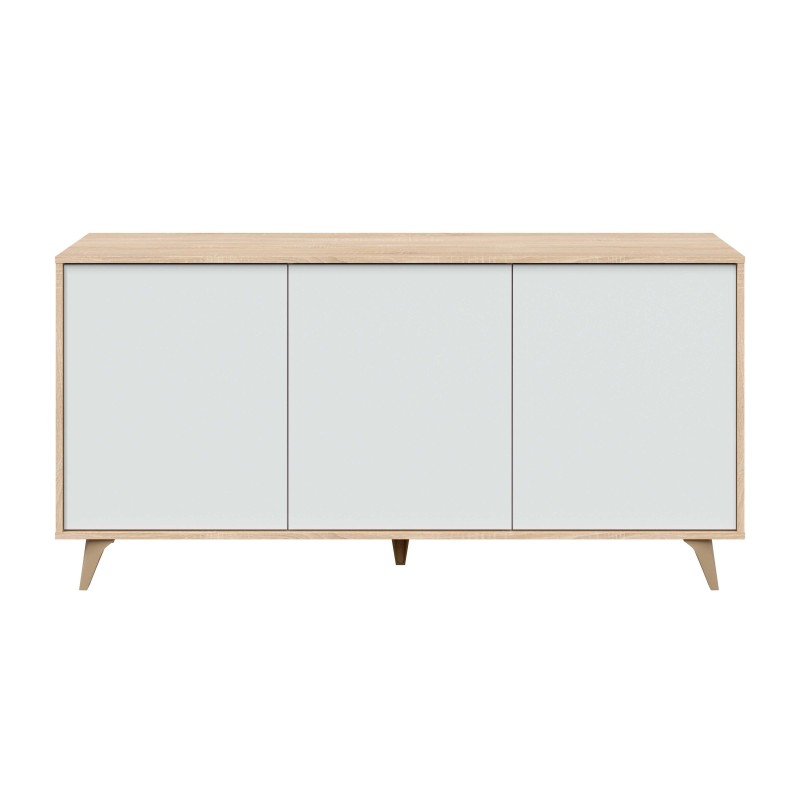 Aparador Kikua Plus 3 puertas roble blanco 154 cm