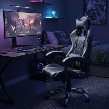 Silla Gaming Gris y Negra ambiente