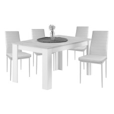 Conjunto Mesa y 4 Sillas Color Gris Cemento y Blanco
