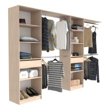 Vestidor Abierto Elios Color Roble Brooklyn con Base Trasera Reversible 320x200 cm