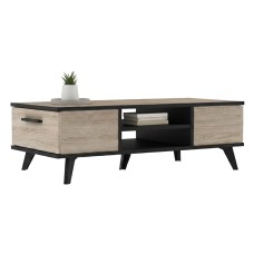 Mesa De Centro Wayne Estilo Moderno Con Cajones Y Estante 107x50 cm