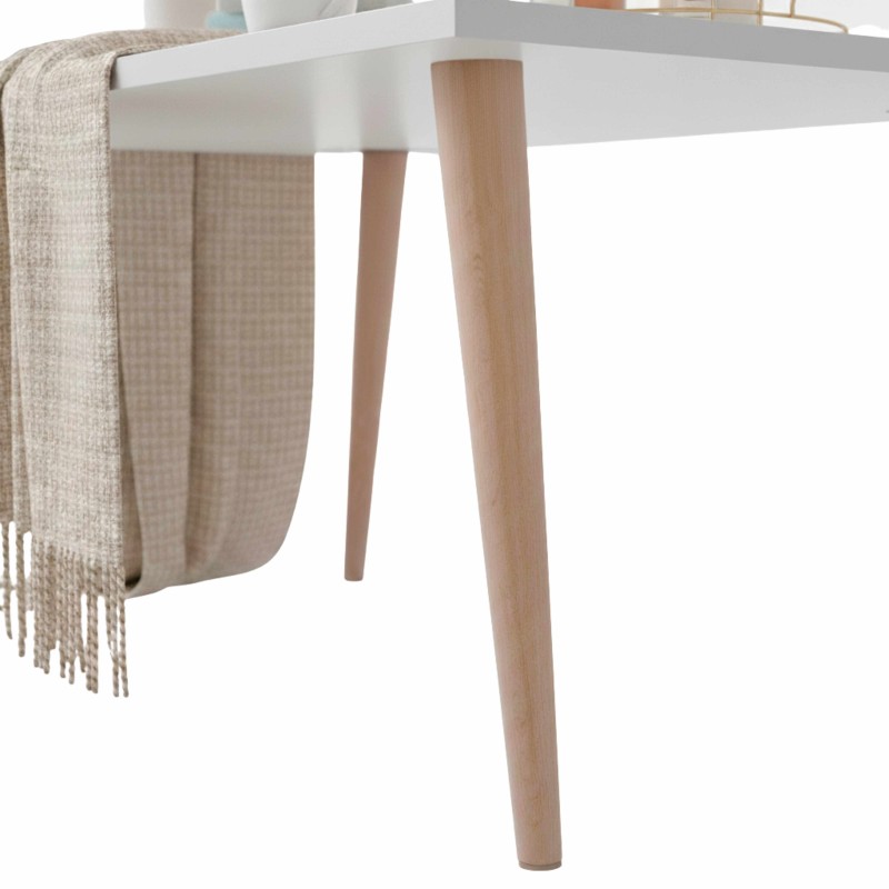 Mesa Centro Fija Couvet Color Blanco Y Haya 90x40 cm