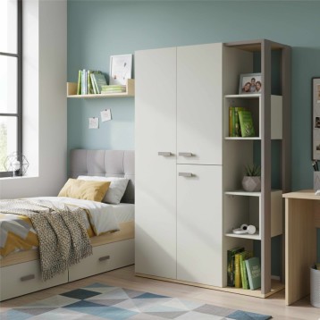 Ambiente Armario Juvenil Camillia Color Gris y Arcilla 120x187 cm