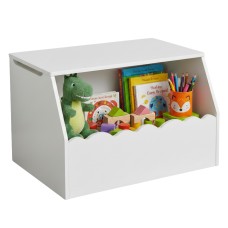 Mueble Infantil Baúl con Espacio Adicional Exterior en Color Blanco Mate 58x39x38 cm