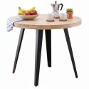 Mesa Salón Comedor Redonda Fija Berg Madera Color Roble Nordish y Negro 100x100 cm