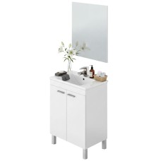 Mueble de Baño con Patas y 2 Puertas Blanco Brillo 60 cm (Lavabo Opcional)