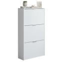 Mueble Zapatero Recibidor 3 Trampones Blanco Brillo 60 cm